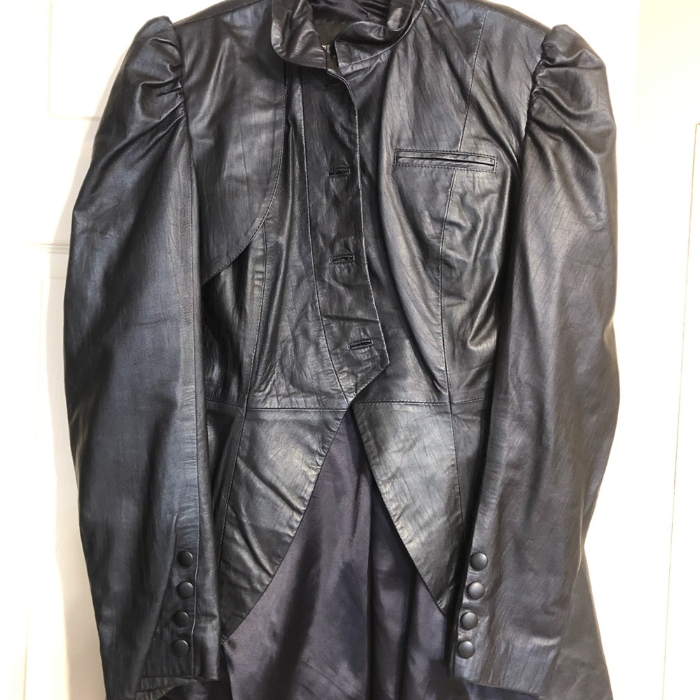 IMPERO LONDON | leather blue metallic Victorian inspired - Picture 2 of 14